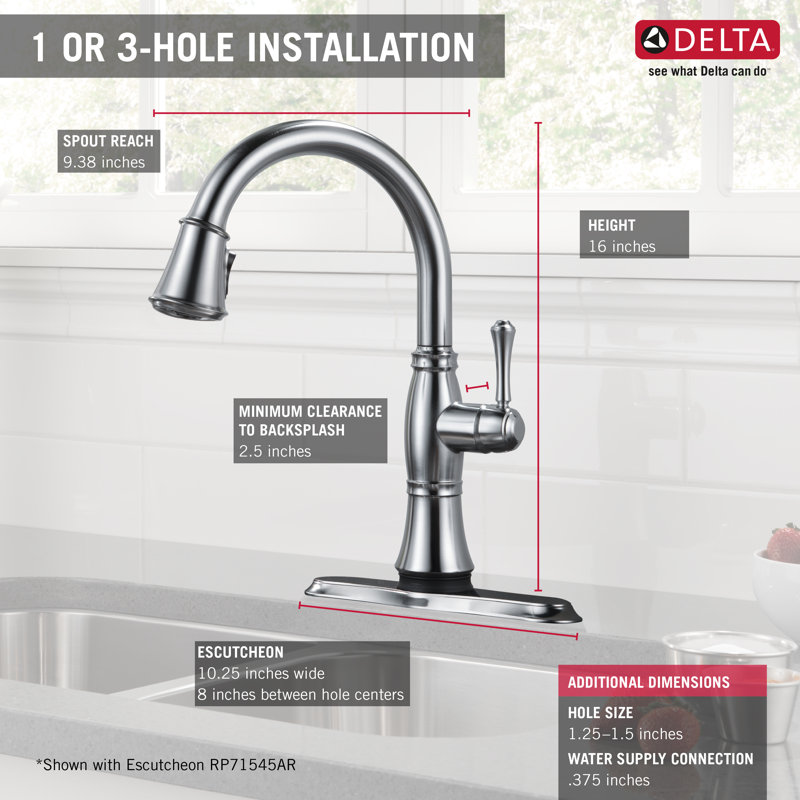 Delta Cassidy Pull Down Touch Single Handle Kitchen Faucet with LED